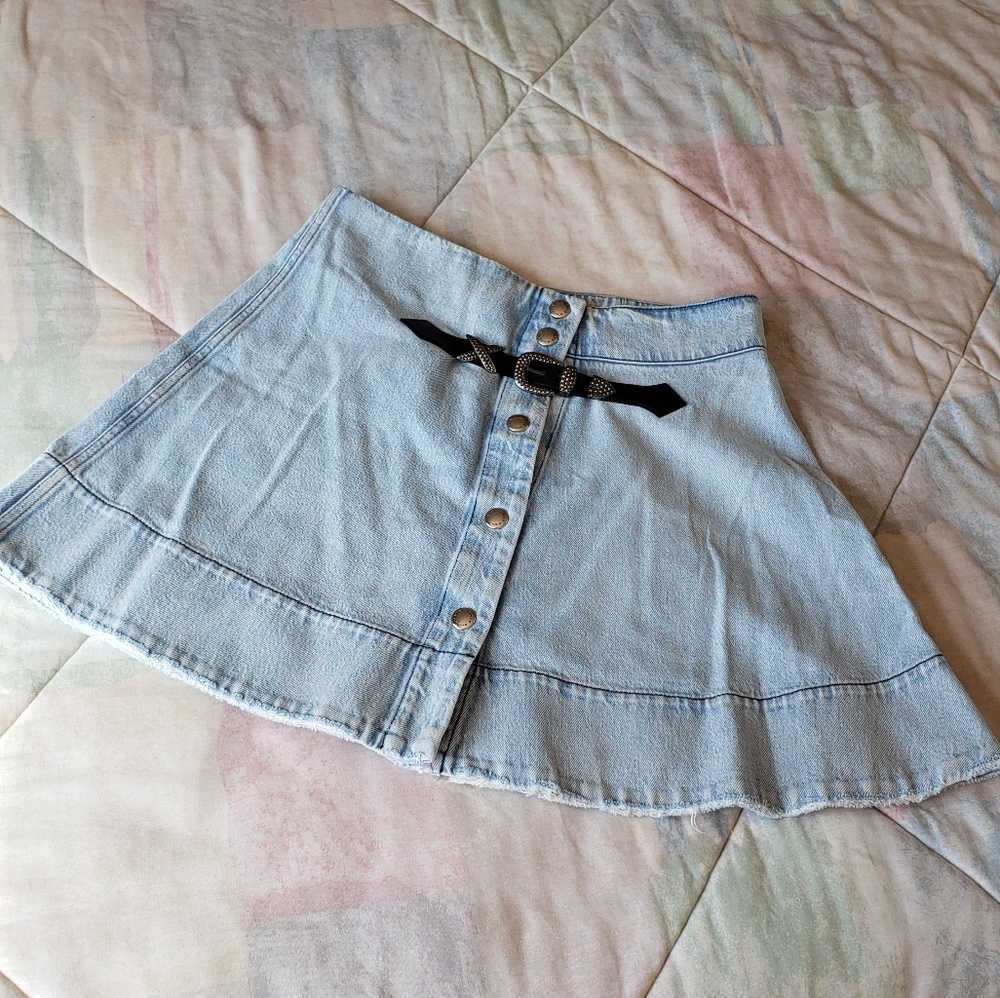 Sonia rykiel Light wash denim skirt with buckle